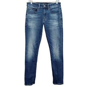 Express Hyper Stretch Skinny Jeans Men's 30x30 Denim Blue Floral Pocket‎ Patch
